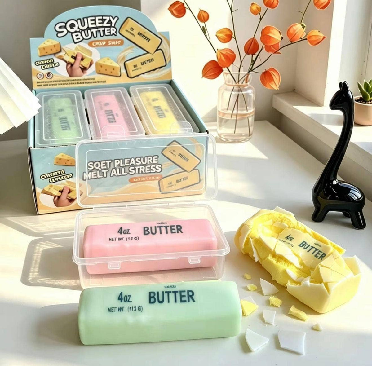 Squishy Crispy Butter en forme de tablette de beurre, effet crispy