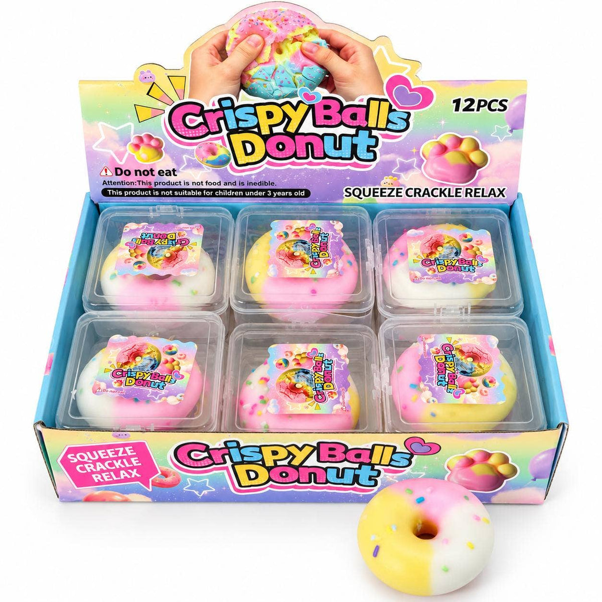 Squishy Crispy Donut couleurs à mélanger, 8 cm de diamètre