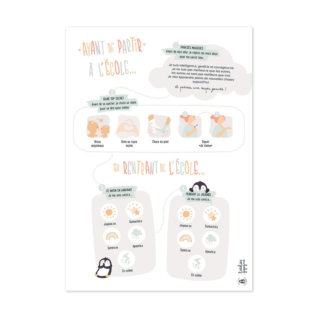 Poster départ à l'école-Autonomie-Gestion du stress - La boutique des émotions