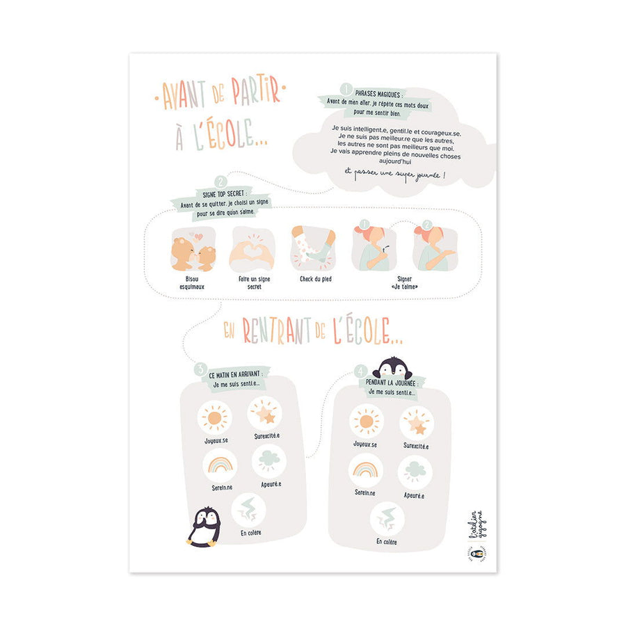 Poster départ à l'école-Autonomie-Gestion du stress - La boutique des émotions