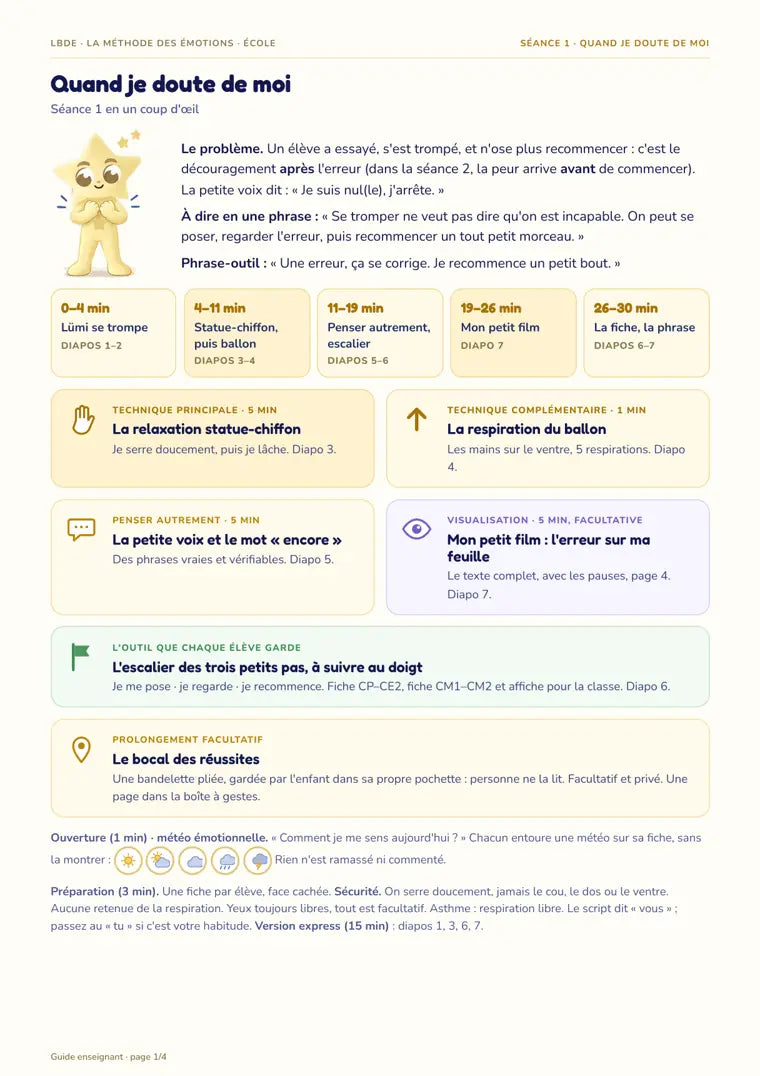 Guide enseignant de la séance 1 : le déroulé minuté des 30 minutes