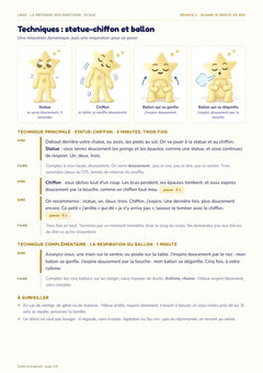 Exemple de technique guidée illustrée geste par geste dans le guide enseignant