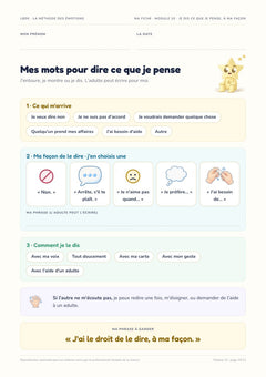 Extrait : fiche personnelle de l'enfant, sans écriture obligatoire